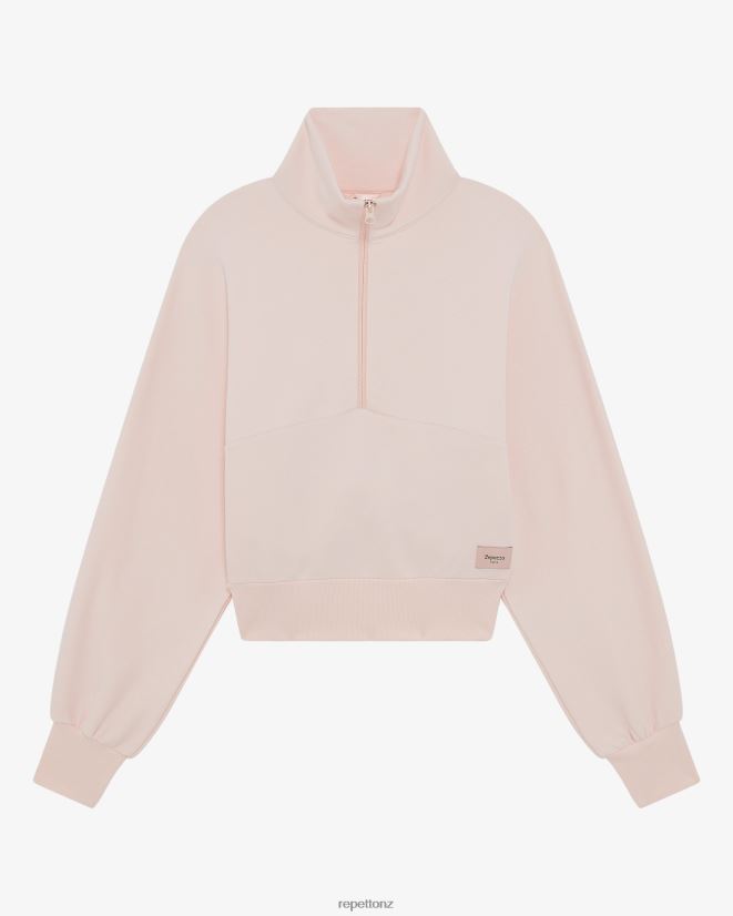 Repetto Women Half Zip Sweatshirt Chalk Pink Clothing PDFBZN359