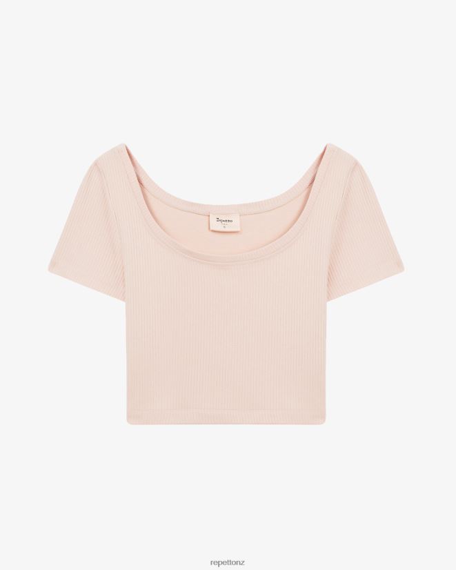 Repetto Women Ribbed Short Top Petal Pink Clothing PDFBZN328