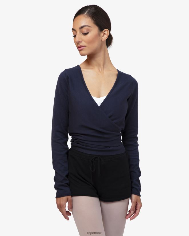 Repetto Women Knitted Wrap-Over Midnight Blue Clothing PDFBZN515