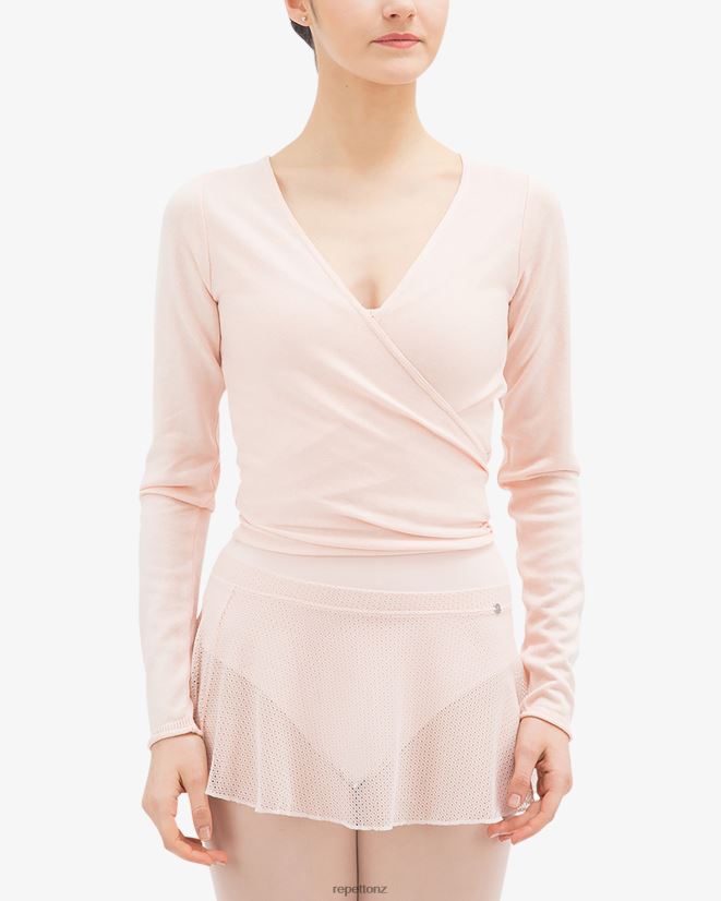 Repetto Women Long Sleeved Wrap-Over Petal Pink Clothing PDFBZN511